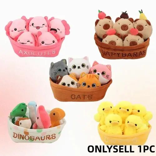 Emotion Support Anxiety Relief Stuffed Animal Plush Toy, 6 Counts Cute Animal Plush Toy, Birthday Gifts, Cuddly Stuffed Animal, Soft Stuffed Animal, Soft Huggable, Kawaii Stuffed Animals, Stuffed Animal Set