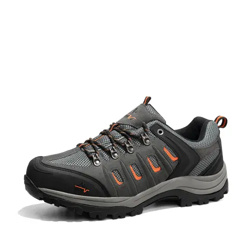 NORTIV 8 Men's Lace-Up Ankle-High Leather Mesh Hiking Boots - Lightweight Waterproof, Durable Outdoor Trekking Footwear with Waterproof Membrane, Breathable, Flexible, for Camping, Climbing, Casual Use