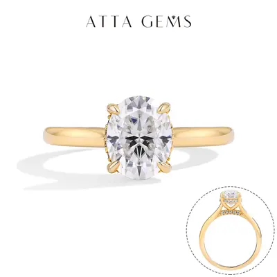 ATTAGEMS Women's Classic 2.0ct D Color VVS1 Oval Cut Lab-Created Moissanite Solitaire Engagement Ring, Fine Jewelry Moissanite Decorated Ring for Wedding, Anniversary Gift R112 summerwins, Solitaire Engagement Rings