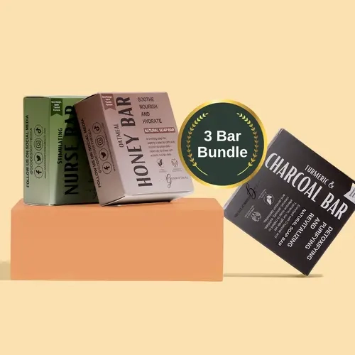 Nature’s Remedy Trio – 3 Handmade Natural Soap Bars – Oatmeal Honey, Turmeric Charcoal & Nurse Bar – Moisture, Brightening & Allergy Relief