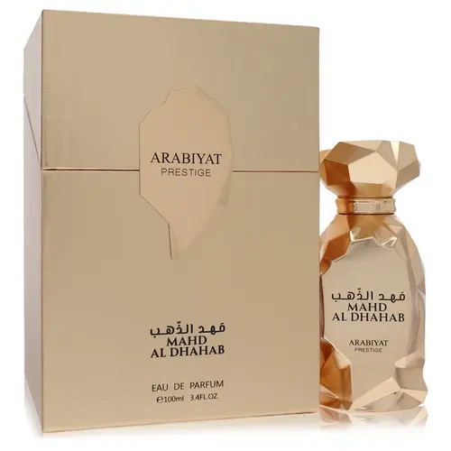 Arabiyat Prestige Mahd Al Dhahab Unisex Eau De Parfum - 3.4 fl oz Liquid Unisex Fragrance, Aromatic Signature Scent with Spicy Woody Cognac Vanilla, Sandalwood & Amber Notes, Luxurious Cologne, Single Item, 36 Months Shelf Life