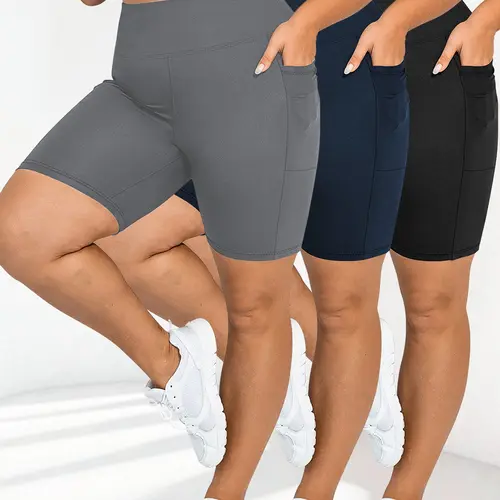 Women's High-Waist Yoga Shorts, Soft Milk Silk Material, Deep Pockets, Casual Fitness Wear, Activewear, Ideal for Running & Outdoor Cycling