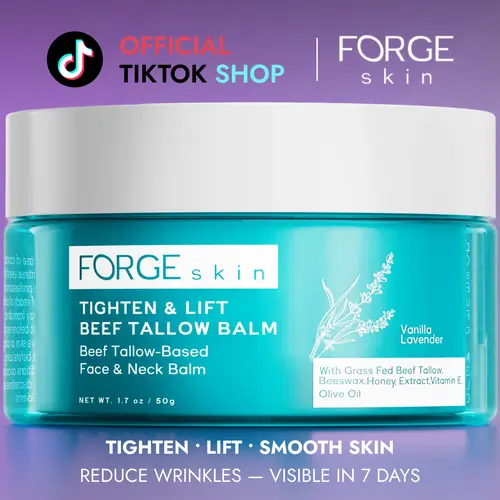 FORGE SKIN Tighten & Lift Beef Tallow Balm - Hydrating Moisturizer with Beeswax for Dry Skin & Skincare Nourishing Blend of Honey, Olive Oil & Vitamin E Smooth Firming Lotion Deep Moisturizing Body Butter Body Care Products Anti Aging Support