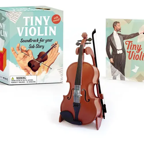 RP Minis 3.8 in Replica Violin Set - Includes Tiny Violin Soundtrack, Illustrated Activity Paperback Book, Bow, Chinrest - Tiny Sad Melody, Oddities Gifts, Mini Useful Gifts for Mothers