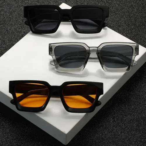 Men's Fashionable Tinted Lens Sunglasses, Trendy Casual Rectangle Frame Sunglasses for Everyday Use, Fashion Accessories for Outdoor Activities, Fashionable Frames Sunglasses