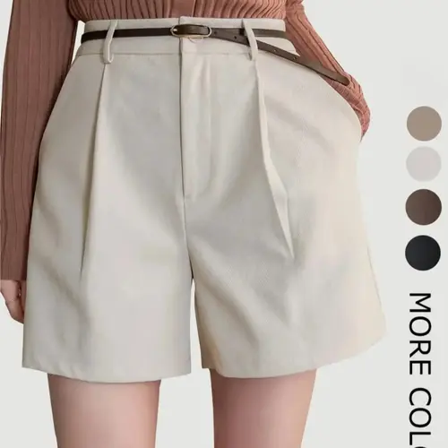 Women's Solid Color Button High-Waist Fit Shorts, Casual Style Pocket Straight Leg Shorts for Daily Wear, Ladies Bottoms for All Seasons, Womenswear