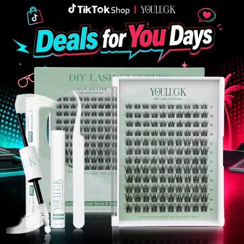 Vivid Lashes & Venus | YOULUCK Lash Extension Kit with Glue, Remover, and Tweezer for Beginners - Soft & Fluffy Texture, Gentle Long-Lasting Glue, Comfortable Fit, Easy At-Home Application,back to school
