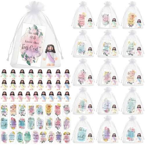 25/50 Sets Bible Verse Card with Mini Jesus  Prayer Gift for Christian Women Sunday School Baptism Gift for Hide and Seek Activity Teacher Appreciation Gift Christian Gift for Women Creative Religious Party Favors
