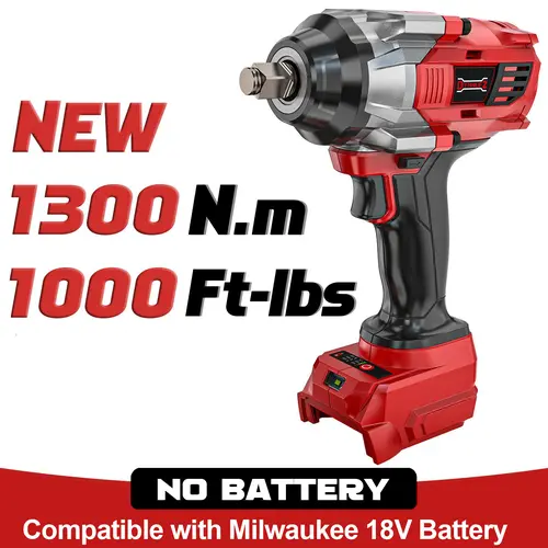 Brushless Impact Wrench 1/2 inch Compatible with Milwaukee 18V Battery(NO Battery!!), 1000Ft-lbs (1300N.m) High Torque Impact Gun, 4 Speed Modes Power Tools toolupgrade