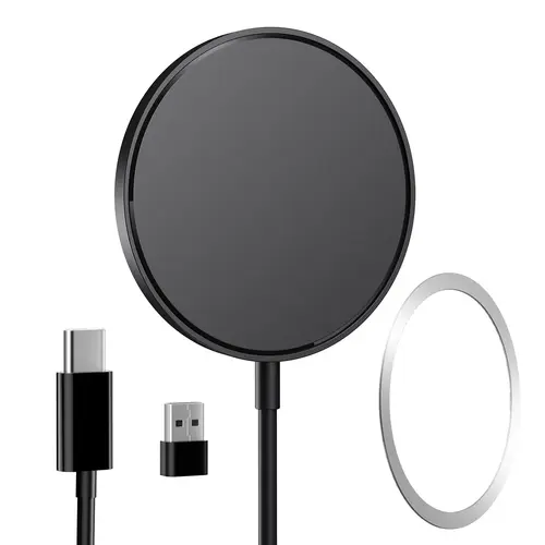 THREEKEY Magnetic Wireless Charging Pad with 4FT Cable, Safety Protection, Metal Stick - Compatible with MagSafe for iPhone 17/16/15/14/13/12 Series, Airpods 3/2/Pro, Mobile Devices - Cyan