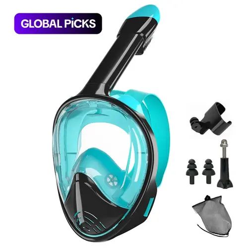 Full-Face Diving Mask, Anti-Fog & Anti-Leak Mask with Breathing Tube & Camera Mount, Water Sports Gear, Snorkeling Gear for Diving and Swimming #GLOBAL PICKS