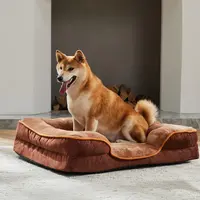 Sweetcrispy Orthopedic Memory Foam Dog Bed for Large Breeds - Cushioning, Firmness & Pressure Ease Support, Fleece Cotton Washable Removable Cover, Non-Slip Base, Waterproof Classic Modern Pet Sofa Couch
