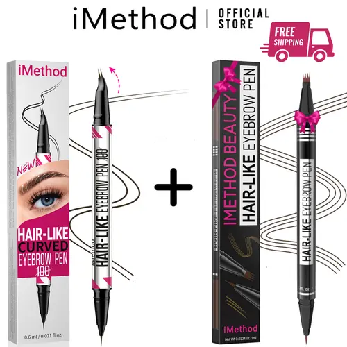 IMethod Best-Selling Trending Dual-Ended Makeup Cosmetic Eyebrow Pen - 2-in-1 Microblading Brow Eyebrow Pencil with 4-Fork-Tip Applicator & Precise Brush-Tip for Women