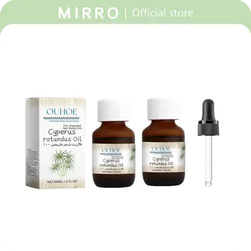(2pcs) Natural Cyperus Rotundus Oil with Dropper - Body Care Oil for Hair Removal, Reducing Body Hair Growth, Gentle & Smooth Care for Oily Skin, Single Item Option
