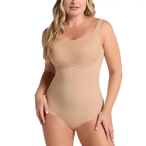 Leonisa Core Boldly Scoop Back Wireless Classic Sculpting Bodysuit - Comfortable Shapewear with Tummy Control Bottom Womenswear