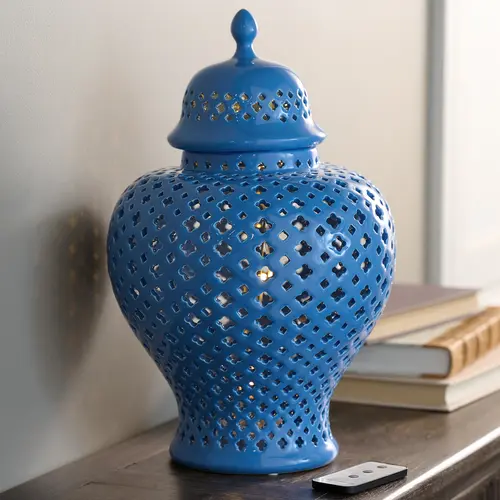 Hotel du Cobb Lantern Ginger Jar with LED Lights and Remote