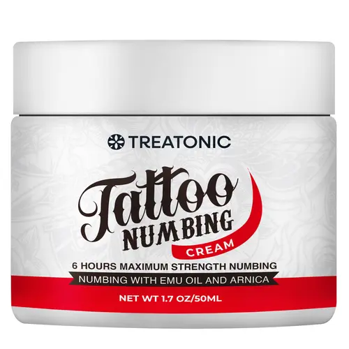 Treatonic Numbing Cream for Tattoos, Piercing, Waxing & Injections, Painless Topical Anesthetic with Emu Oil & Arnica, 50g/1.7oz, Single Item, Sensitive, Painless Tattooing, Numbing Cream Tattoo