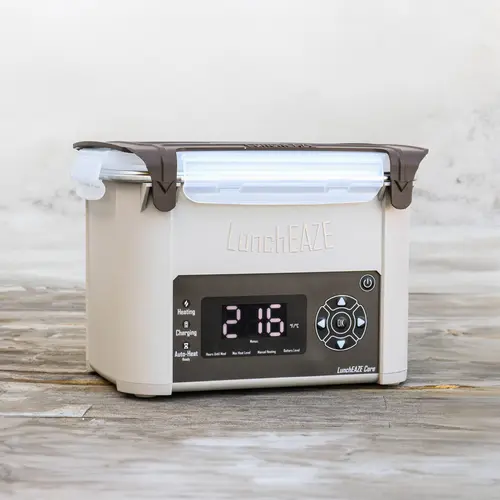 LunchEAZE Core Cordless Heated Lunchbox – Battery-Powered, 4-Cup Capacity, 220°F Max, Automatic Scheduled Heating, Stainless Steel Container