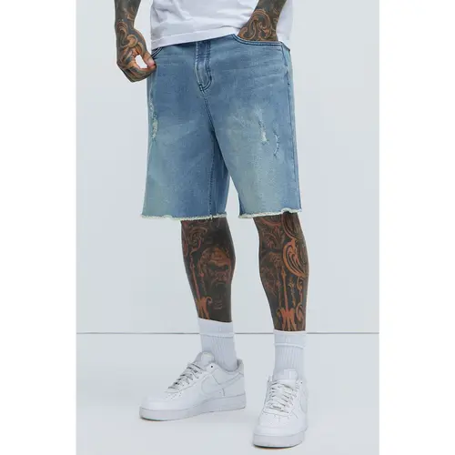 Lounge Relaxed Denim Shorts - Medium Blue Wash