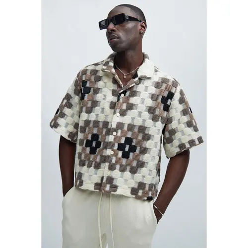 Gaston Jacquard Cropped Shirt - Brown/combo
