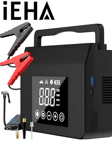 【Hieha】2026 All-Season Savior – 4000A Car Jump Starter with 150PSI Tire Inflator, 15000mAh Power Bank & LED Light, Reliable in -20°F, Compatible with Most Cars & Trucks, For All Driving Situations