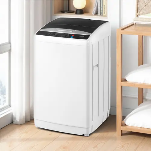 ROVSUN 17.8/25/30LBS Portable Washing Machine, Full-Automatic Electric Laundry Machine with Stainless Steel Drum, 110V Compact Washer, Washer and Spin Dryer Combo with Drain Pump for Apartment, Dorms, RV, 400W