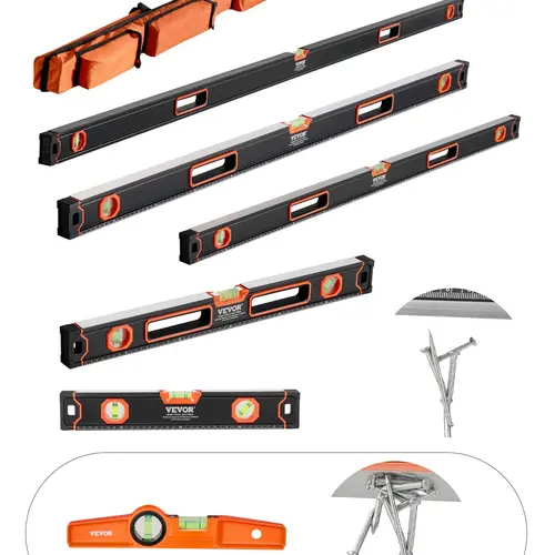 【toolupgrade】VEVOR 6-Piece Torpedo Level 78/48/32/24/16/10 In Aluminum Alloy Body with Bubble Vials, Portable, Hardware, Heavy Duty, Tool