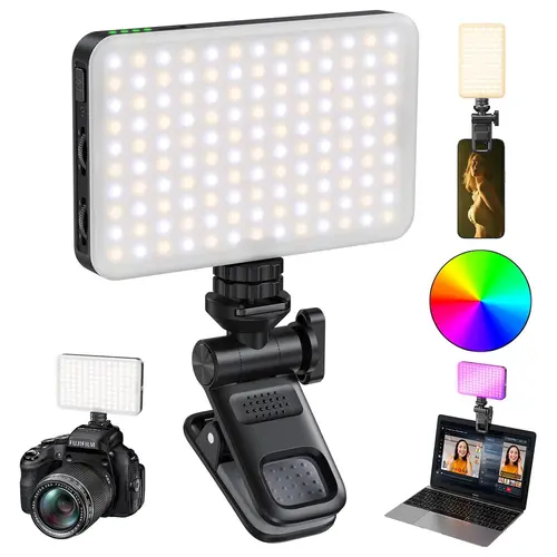 OREKROY 165LED Clip Cell Phone Light, Selfie Light, RGB Lighting, 10 Lighting Modes for iPhone, Laptop, Camera, Portable Fill Light for Selfies, Video Conferencing, Photography, TikTok, youtube, Vlog Shooting Vlogging Kit Cellphone Accessories