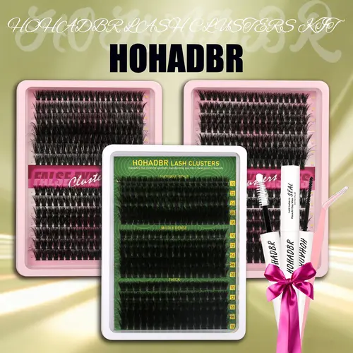 Lash Clusters Thick Eyelash Extension 60D+80D+100D Volume Cluster Eyelashes D Curl Cluster Eyelash Extension Wispy Individual Lashes Clusters 10-18mmwith Lash Bond and Seal, Lash Tweezers for Self Use,back to school
