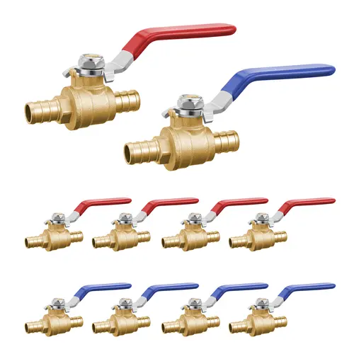 【toolupgrade】VEVOR PEX Brass Ball Valve Parts, 10 Valves 1/2 in Full Port, 400 psi, Durability and Resistance to Explosion, Excellent Sealing for Home & Bathroom Supplies