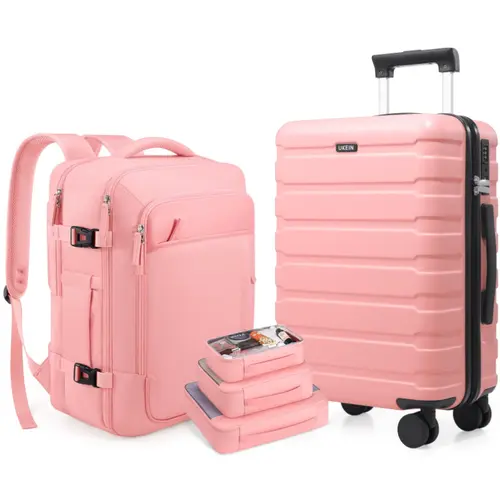 UKEIN 20" Hardside 4-Wheel Spinner Carry-On Luggage Set with Backpack - Compact Polycarbonate (PC), Ultralight, TSA-Friendly, Durable, Lightweight Rolling, Easy Carry, Dry/Wet Bag, for Outdoor Use, TikTok Shop Back to School