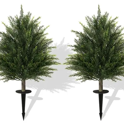 Cedar Cypress Realistic Boxwood Tree Fake Plant for Outdoor Garden, Patio, Stairs & Porch Decoration with Natural Look - Decorative Mother's Day Gift