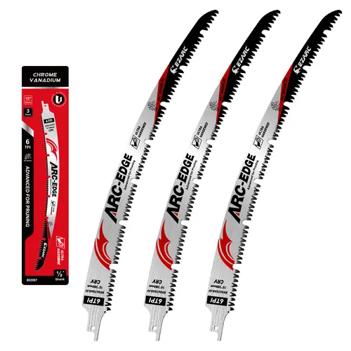 EZARC Tools ProCut 15 inches (380mm) Heavy Duty Curved Reciprocating Saw Blades 3-Pack - 6 TPI Japanese Forged Steel Teeth, U-Groove Active Chip Ejection, Anti-Bind Hardware for Wet Wood, Tree Trimming (Work Tools, Hardware), High Quality Steel toolupgrad