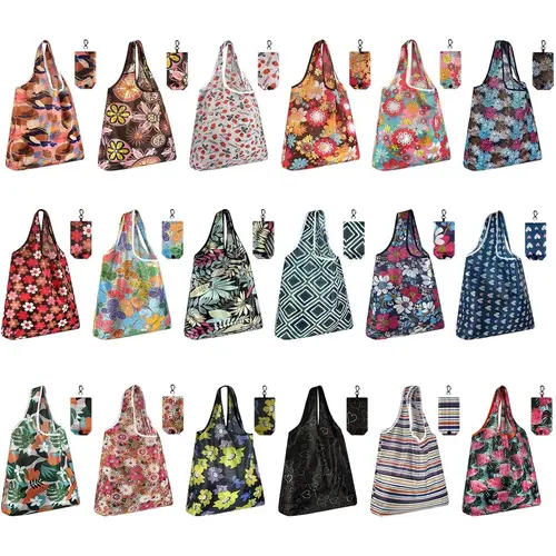 MIAHART 18 Reusable Grocery Bags Foldable Groceries Shopping Bags Foldable Cute Tote Bags Waterproof Nylon Grocery Bags, gift sohochic