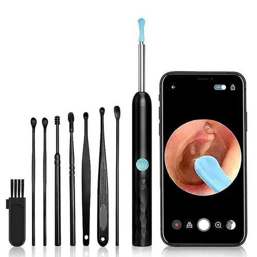 Earwax Removal Kit with Camera - Portable 360° Wide Angle HD Visual Manual Ear Canal Cleaner, Type-C Rechargeable Waterproof Endoscope for iPhone & Android, Christmas Gift Stocking Filler
