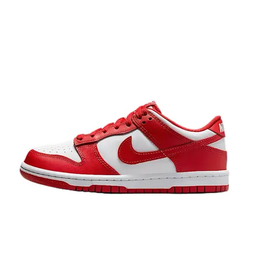 Nike Dunk Low White University Red Youth/Women’s Low-Top Casual Court Sneakers - Lace-Up Sporty Streetwear Style Shoes, Daily Wear Casual Sports Footwear for Lifestyle Use