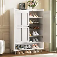 【18-24 Pairs & Adjustable Shelves】ONBRILL 7+1 Tier Farmhouse Shoe Storage Cabinet,  45'' Tall Modern Shoe Cabinet with Metal Legs, Shoes Rack Organizer Cabinet for Entryway, Front Door,Livingroom Bedroom Furniture,Christmas Gift【SummerFinds】