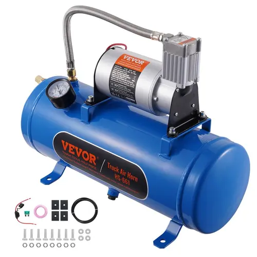 【Summerfinds】VEVOR 12V Air Compressor with Tank 1.6 Gallon/6 L Train Horn Air Compressor120 psi Working Pressure Onboard Air Compressor System for Train Air HornsInflating TiresAir Mattresses