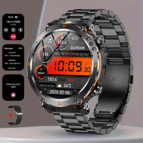 MEVADEN 1.7 Inch Large Screen Smart Watch Answer/Dial Call Message Reminder,Smartwatch For Fitness,100+ Sports Mode Fitness Tracker,600mAh Large Capacity Battery Outdoor Sports Compass Smart Watch Men's Gift Watch