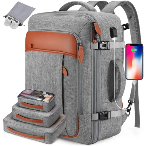 UKEIN 42L Synthetic Geometric Travel Backpack for Men - Back to School Carry On Luggage, College Bag with Durable Fabric, Breathable Mesh Straps, Carry Handle, Shoe Pocket, 17-in Laptop Compartment