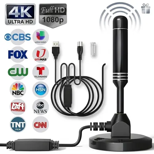 NextQube HDTV Antenna, Long Range Indoor/Outdoor Digital TV Antenna with Amplifier, Magnetic Base, 4K 1080p Support, Free Local Channels, Accessories, Hd Antena Indoor