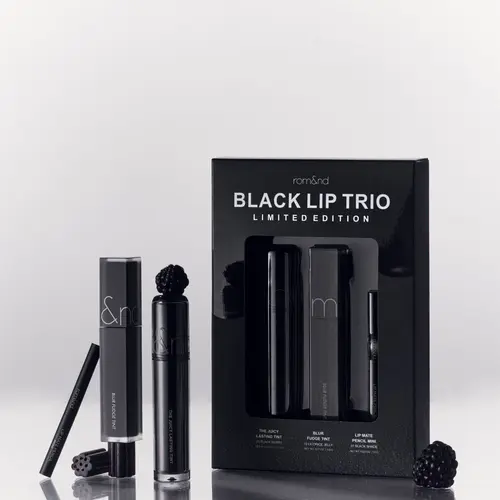 rom&nd BLACK LIP TRIO Cosmetic Set, Long-Lasting Lip Color, Liquid Lipstick & Gloss for Makeup Enthusiasts, Multi-Pack