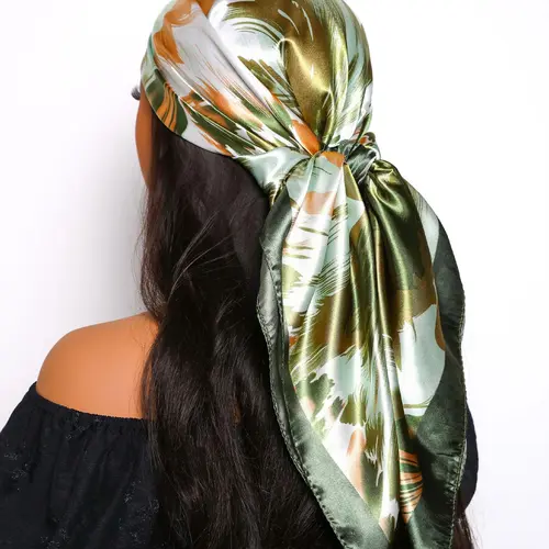 Women's Elegant Random Print Square Scarf, Fashionable Soft Satin Scarf for Daily Wear, Casual Versatile Hair Accessories for Women & Girls, Headscarf, Hair Scarves, Fashion Shawl Wrap