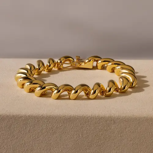 Twisted Chain Bracelet by Caitlyn Minimalist - Chunky 18K Gold Plated San Marco Bracelet - Statement Jewelry - Gift for Her