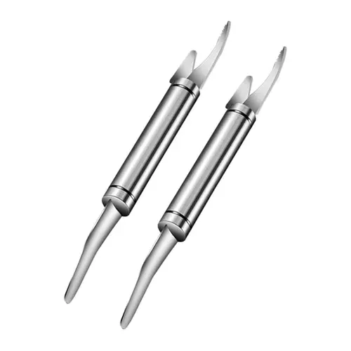 2‑Piece Stainless Steel Double‑Ended Shrimp Slicing Knife, Practical Shrimp Peeling Tool, Sturdy Kitchen Utensil, Durable Household Gadget for Seafood Processing, Easily Remove Shrimp Shells and Veins, Perfect for Daily Home Food Preparation