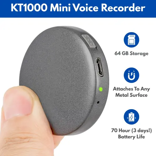 Knight 64GB Voice Activated Recorder + Digital Voice Recorder, Compact Audio Recorder, Audio Recording Device, Grabadora de Audio Digital, Gray