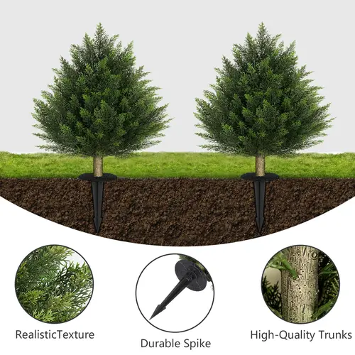 2 Pack25.6 Inch Artificial Cedar Bush Balls Realistic Fake Plants For Indoor And Outdoor Entrance Plants Can Be Planted In Ground Decor Garden Decor Front Porch Decor Decoration Fruit Decorative Ornaments Mother's Day Gift