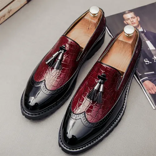 Ubetif Men's Minimalist Solid Color Business Formal Loafers - Business Casual Shoes, Casual Footwear, Pointed Toe Leather Slip-Ons for Office, Wedding, Banquet