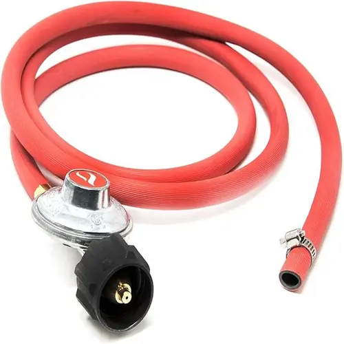 B BRAZIFY 6 ft (150cm) Low Pressure Propane Regulator with Rubber Hose & UNF Connector Kit, Durable BBQ Accessory for LP/LPG Bbq Grills, Heaters, Fire Pit Tables (Brown), Safe Gas Flow