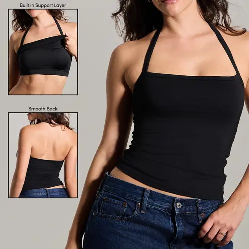 klassy Square Neck Halter Top -  Women's Sleeveless Top with Padding Set included